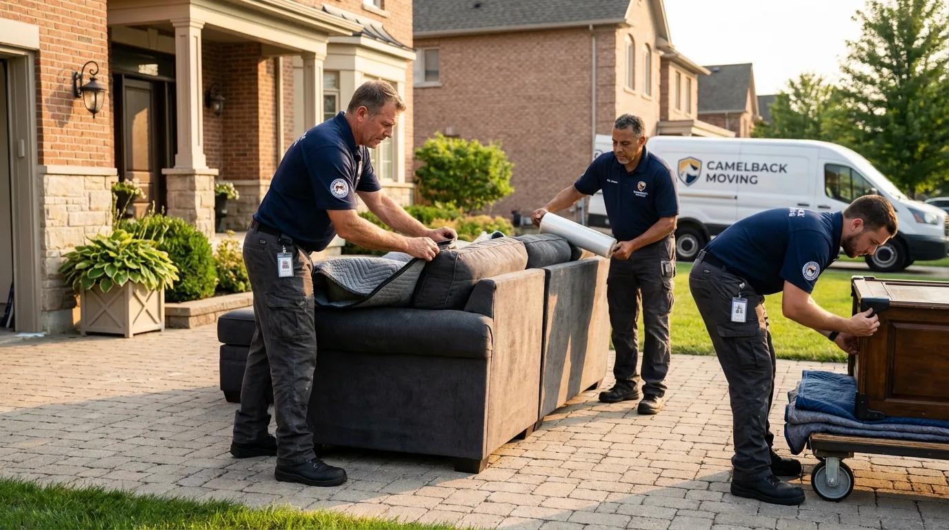 Large estate moving crew wrapping furniture in La Puente, CA